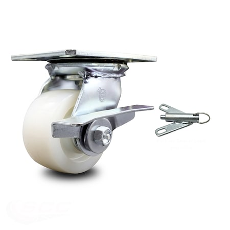 Service Caster 4 Inch Nylon Caster with Ball Bearing and Brake/Swivel Lock SCC-35S420-NYB-SLB-BSL